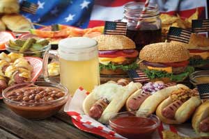 hamburgers and hot dogs
